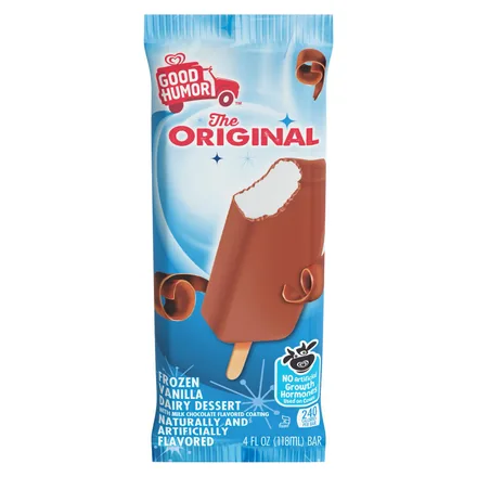 Good Humor The Original bar — vanilla dairy dessert under a milk chocolate coating.