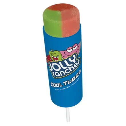 Jolly Rancher Cool Tubes push-up — cherry, watermelon and green apple ice in a blue tube.