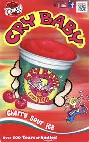 Rosati Cry Baby cherry sour ice menu panel.